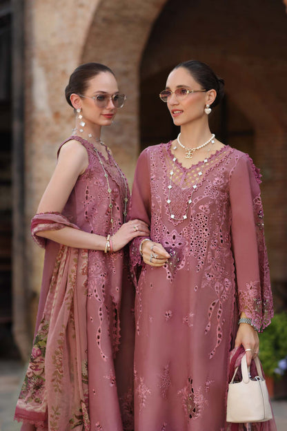 Noor by Saadia Asad | Luxury Eid Schiffli Laserkari 26 | D1 -Rose Allure - Luxury Dress - available at Maria Faisal in UK and USA.