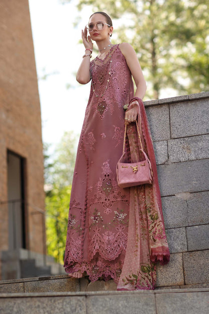Noor by Saadia Asad | Luxury Eid Schiffli Laserkari 26 | D1 -Rose Allure - Luxury Dress - available at Maria Faisal in UK and USA.