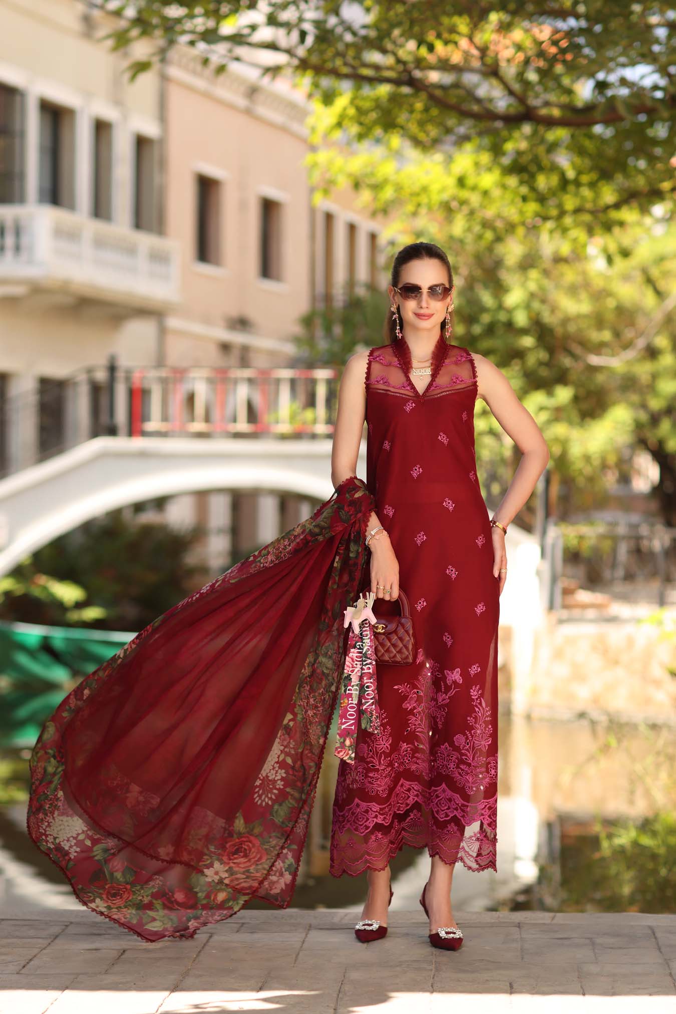 Noor by Saadia Asad | Eid Luxe Printkhaas 26 | D1 - A - Ruby - Luxury Dress - available at Maria Faisal in UK and USA.