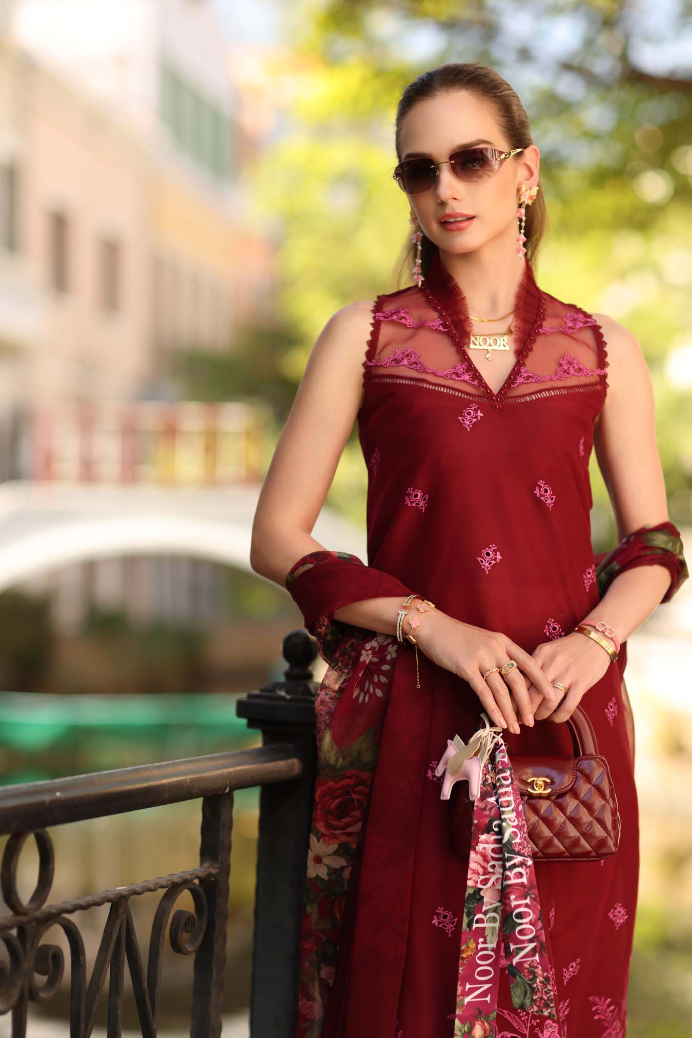 Noor by Saadia Asad | Eid Luxe Printkhaas 26 | D1 - A - Ruby - Luxury Dress - available at Maria Faisal in UK and USA.