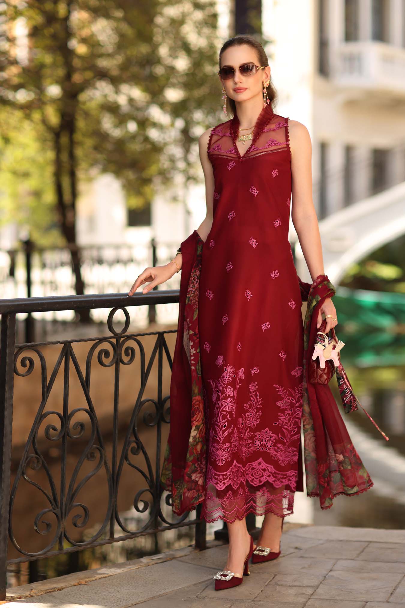 Noor by Saadia Asad | Eid Luxe Printkhaas 26 | D1 - A - Ruby - Luxury Dress - available at Maria Faisal in UK and USA.