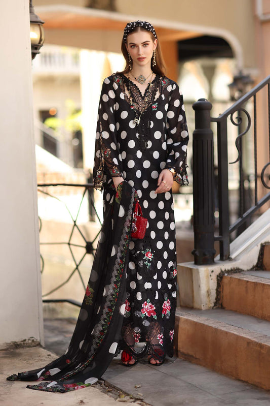 Noor by Saadia Asad | Eid Luxe Printkhaas 26 | D4 - A - Black Polka - Luxury Dress - available at Maria Faisal in UK and USA.