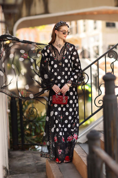 Noor by Saadia Asad | Eid Luxe Printkhaas 26 | D4 - A - Black Polka - Luxury Dress - available at Maria Faisal in UK and USA.