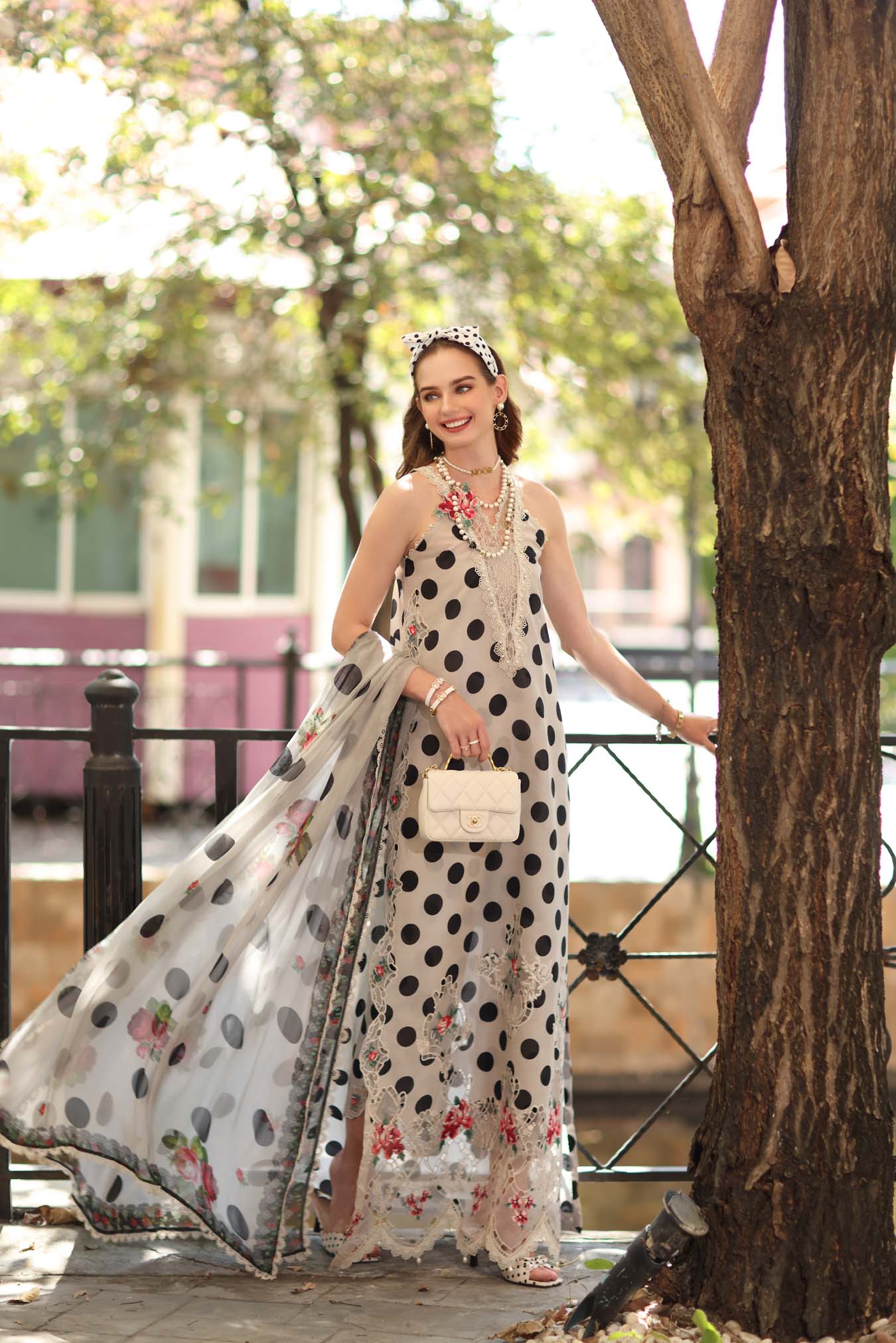 Noor by Saadia Asad | Eid Luxe Printkhaas 26 | D4 - B - Moonlight Polka - Luxury Dress - available at Maria Faisal in UK and USA.