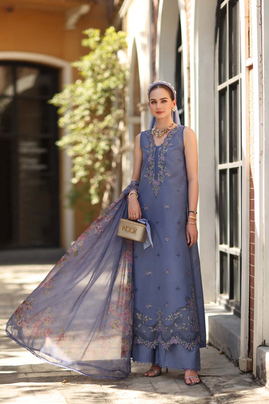 Noor by Saadia Asad | Eid Luxe Printkhaas 26 | D3 - B - Stormy Lilac - Luxury Dress - available at Maria Faisal in UK and USA.