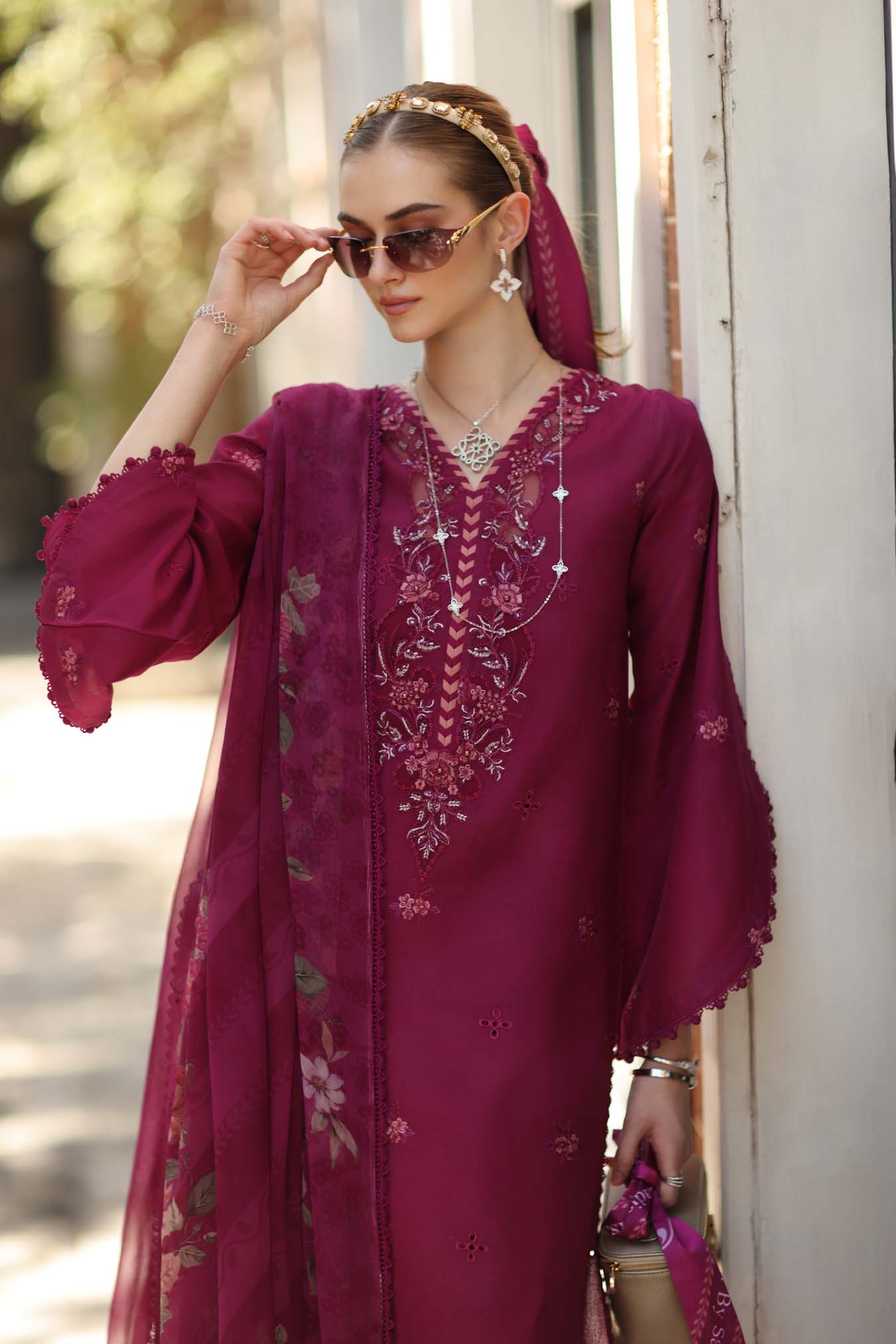 Noor by Saadia Asad | Eid Luxe Printkhaas 26 | D3 - A - Fushia Blush - Luxury Dress - available at Maria Faisal in UK and USA.