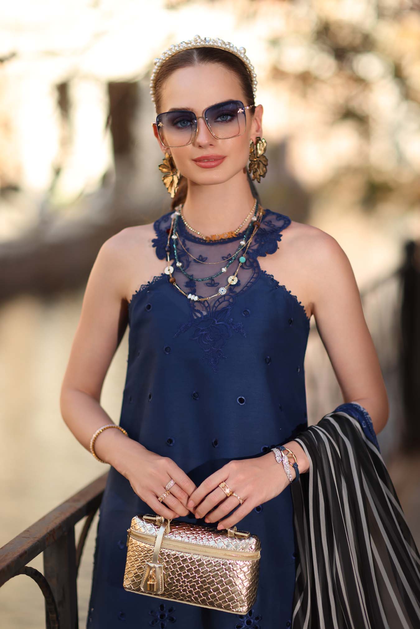 Noor by Saadia Asad | Eid Luxe Printkhaas 26 | D7 - B -Sapphire Blue - Luxury Dress - available at Maria Faisal in UK and USA.