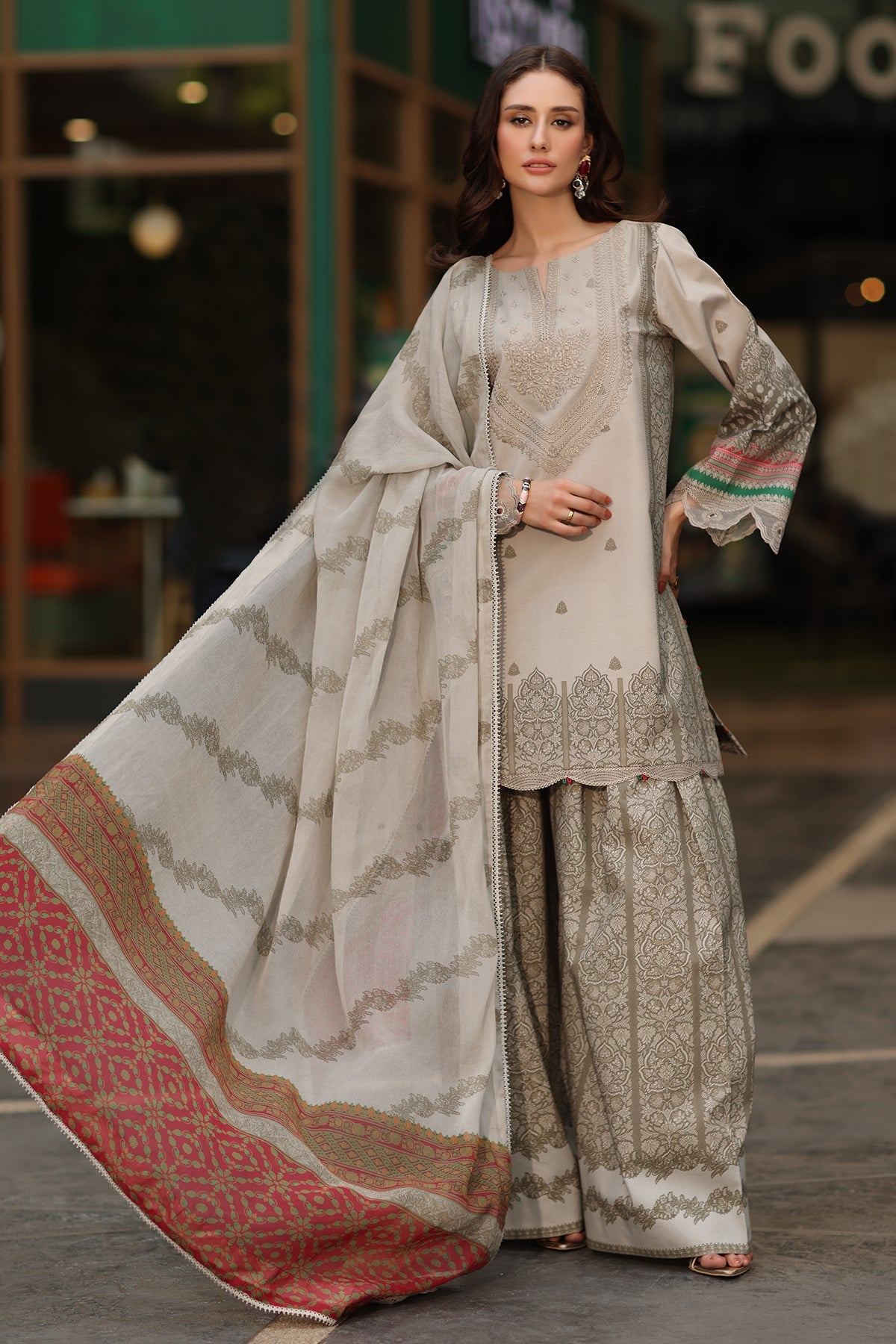 Charizma | Infinity Lawn | 3-PC Unstitched Embroidered Lawn Collection IN6-01 - Luxury Dress - available at Maria Faisal in UK and USA.