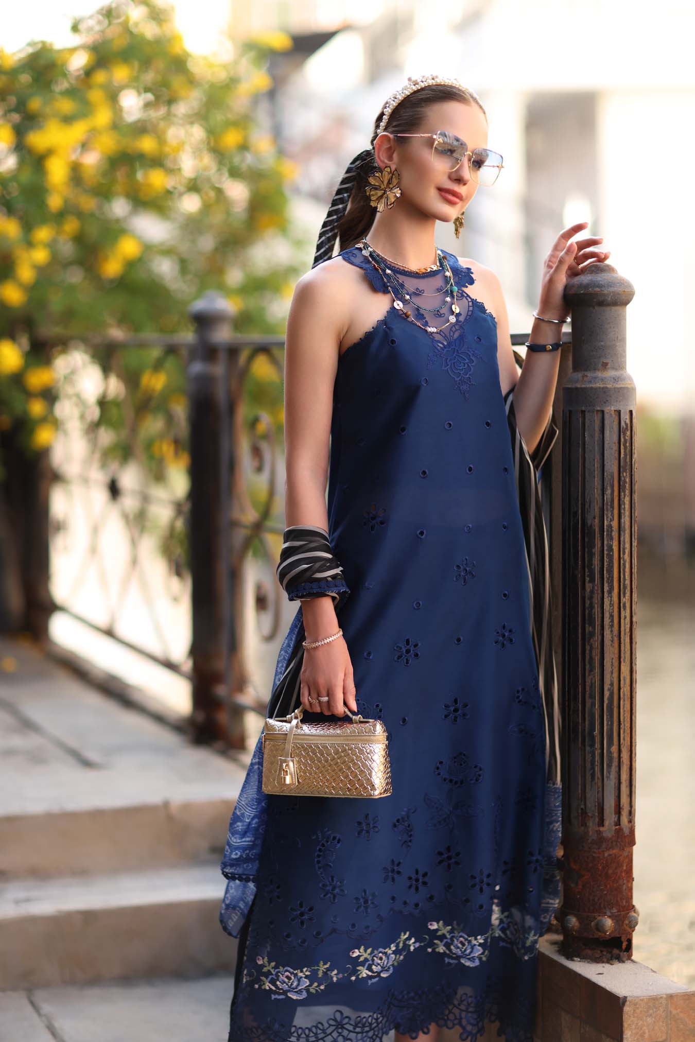 Noor by Saadia Asad | Eid Luxe Printkhaas 26 | D7 - B -Sapphire Blue - Luxury Dress - available at Maria Faisal in UK and USA.