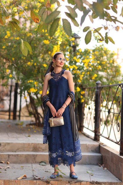 Noor by Saadia Asad | Eid Luxe Printkhaas 26 | D7 - B -Sapphire Blue - Luxury Dress - available at Maria Faisal in UK and USA.