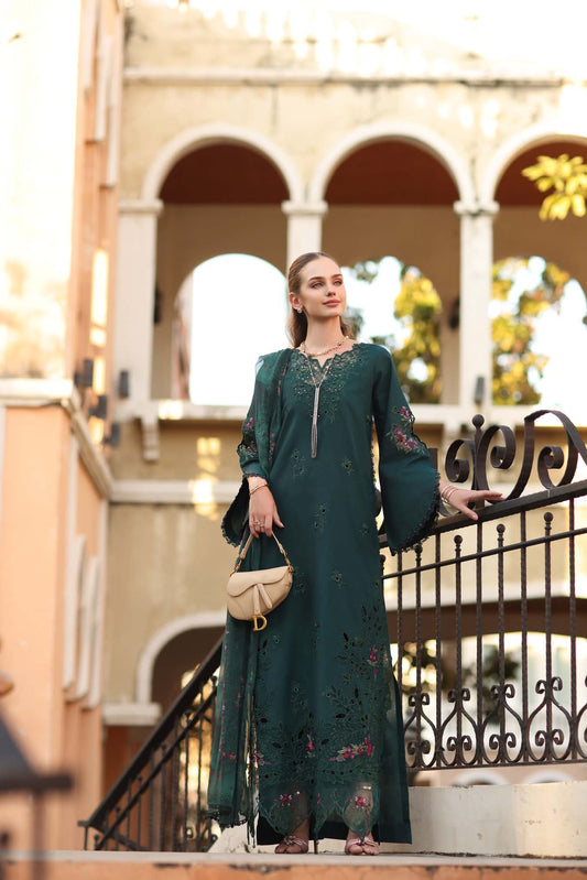 Noor by Saadia Asad | Eid Luxe Printkhaas 26 | D5 - A - Teal Grove - Luxury Dress - available at Maria Faisal in UK and USA.
