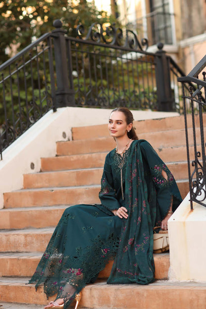 Noor by Saadia Asad | Eid Luxe Printkhaas 26 | D5 - A - Teal Grove - Luxury Dress - available at Maria Faisal in UK and USA.