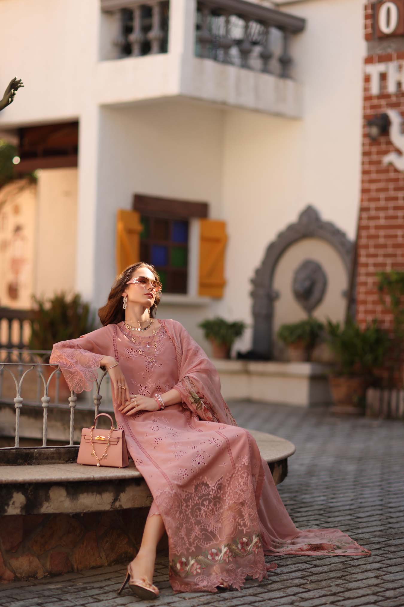 Noor by Saadia Asad | Luxe Chikankari 26 | D8 - B - Petal Pink - Luxury Dress - available at Maria Faisal in UK and USA.