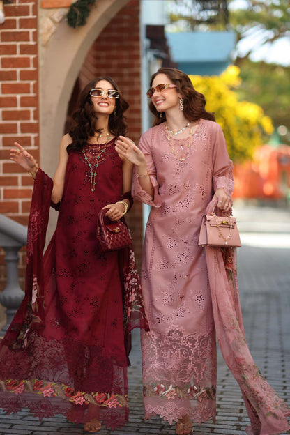 Noor by Saadia Asad | Luxe Chikankari 26 | D8 - A - Deep Garnet - Luxury Dress - available at Maria Faisal in UK and USA.