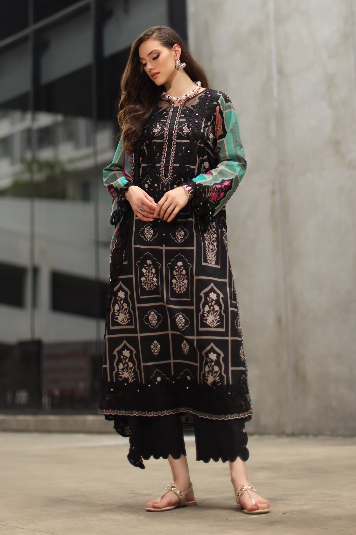 Charizma | Combination Lawn | CC6-21 - Luxury Dress - available at Maria Faisal in UK and USA.