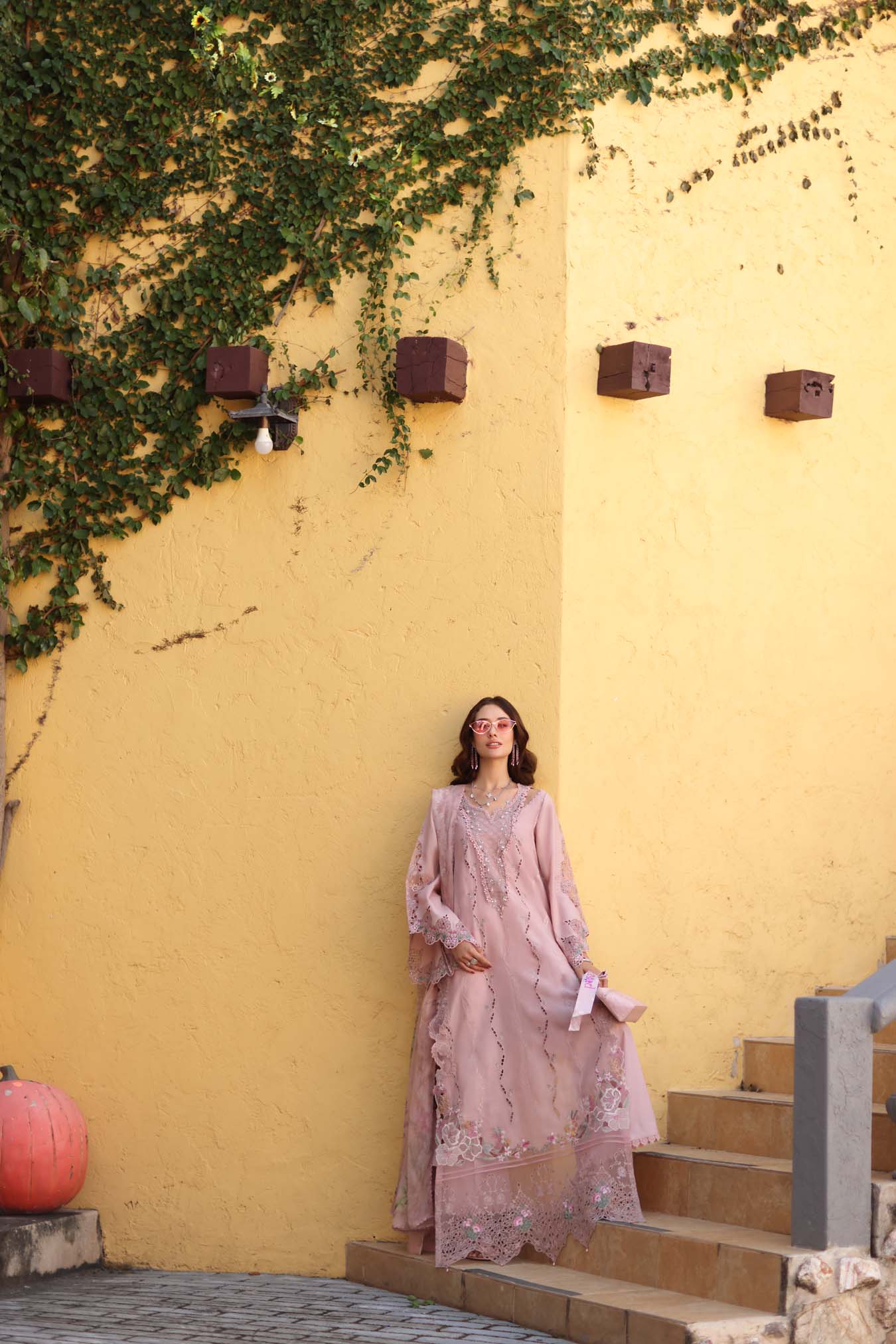 Noor by Saadia Asad | Luxe Chikankari 26 | D2 - A - Pink - Luxury Dress - available at Maria Faisal in UK and USA.