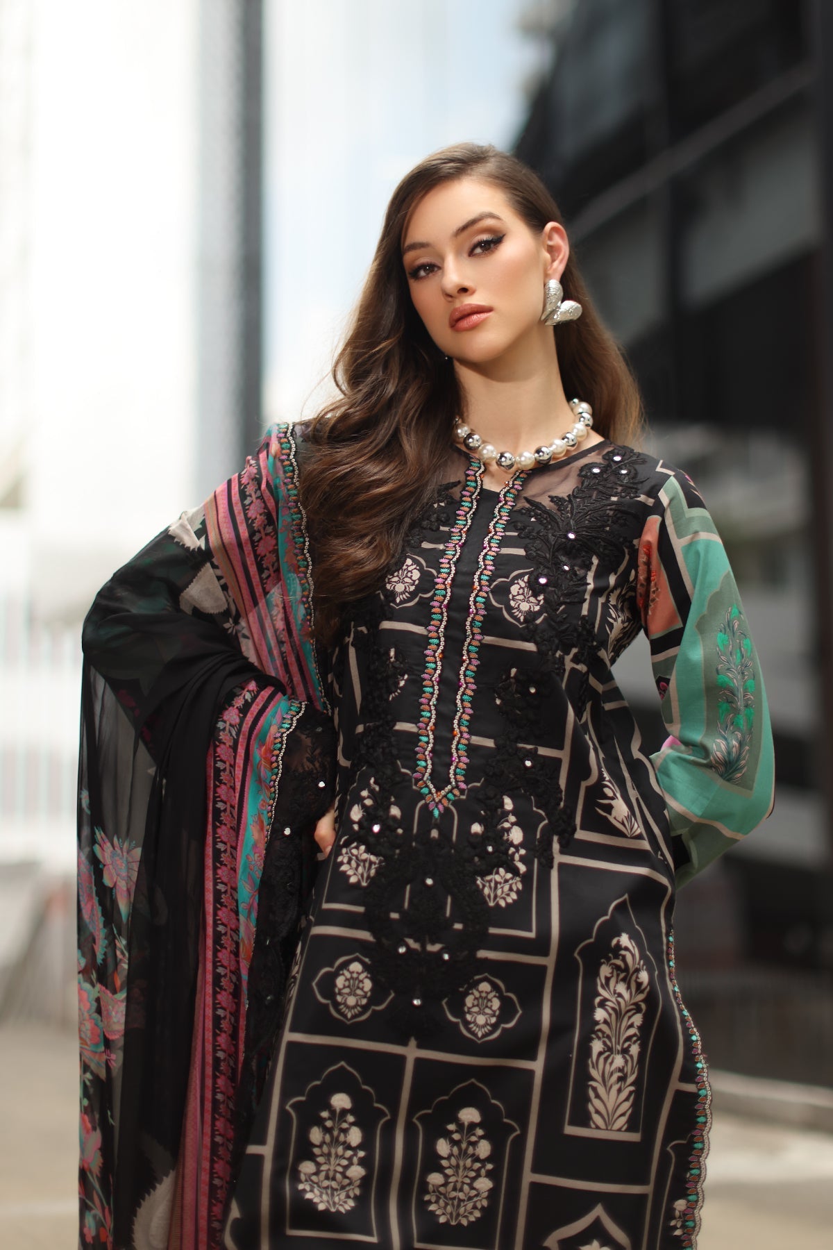 Charizma | Combination Lawn | CC6-21 - Luxury Dress - available at Maria Faisal in UK and USA.