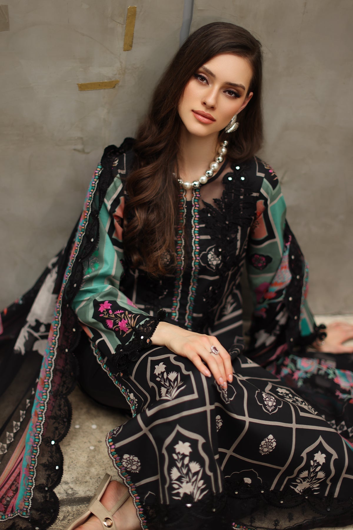 Charizma | Combination Lawn | CC6-21 - Luxury Dress - available at Maria Faisal in UK and USA.