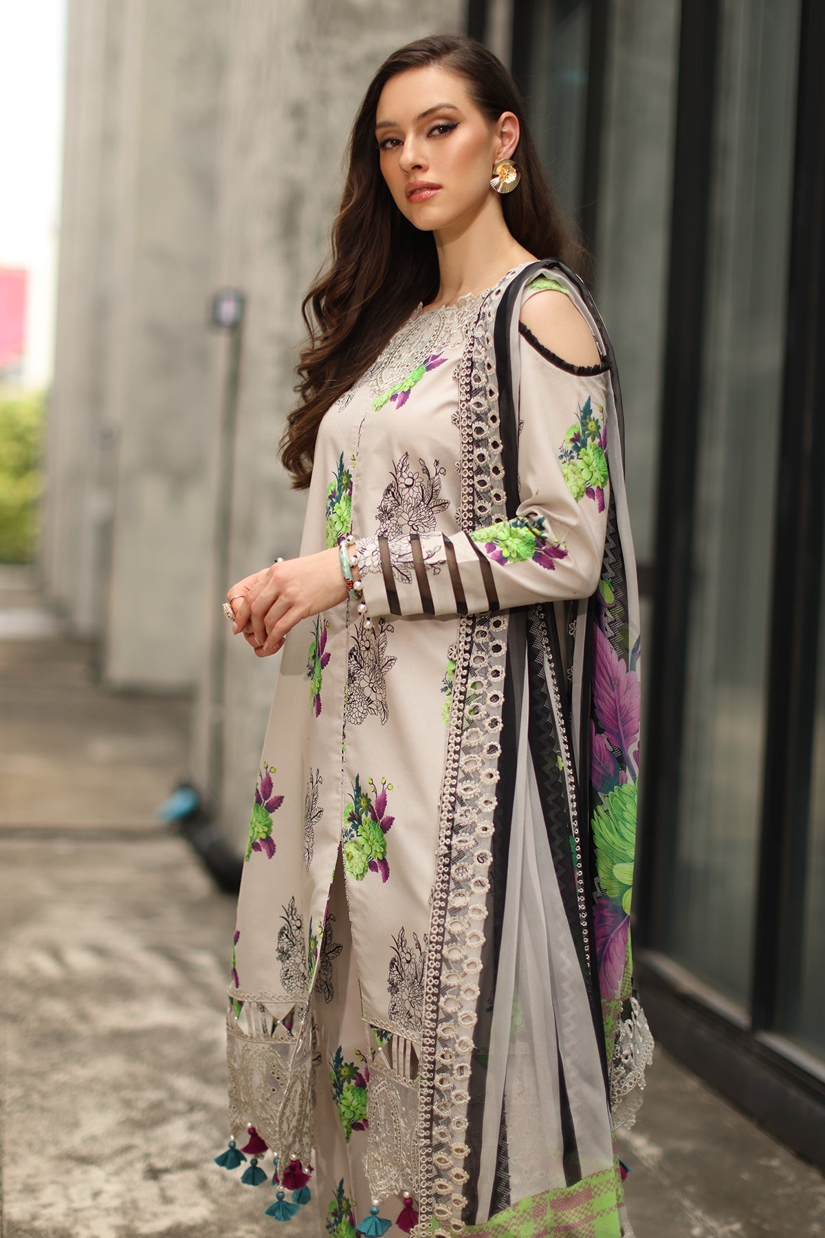 Charizma | Combination Lawn | CC6-23 - Luxury Dress - available at Maria Faisal in UK and USA.