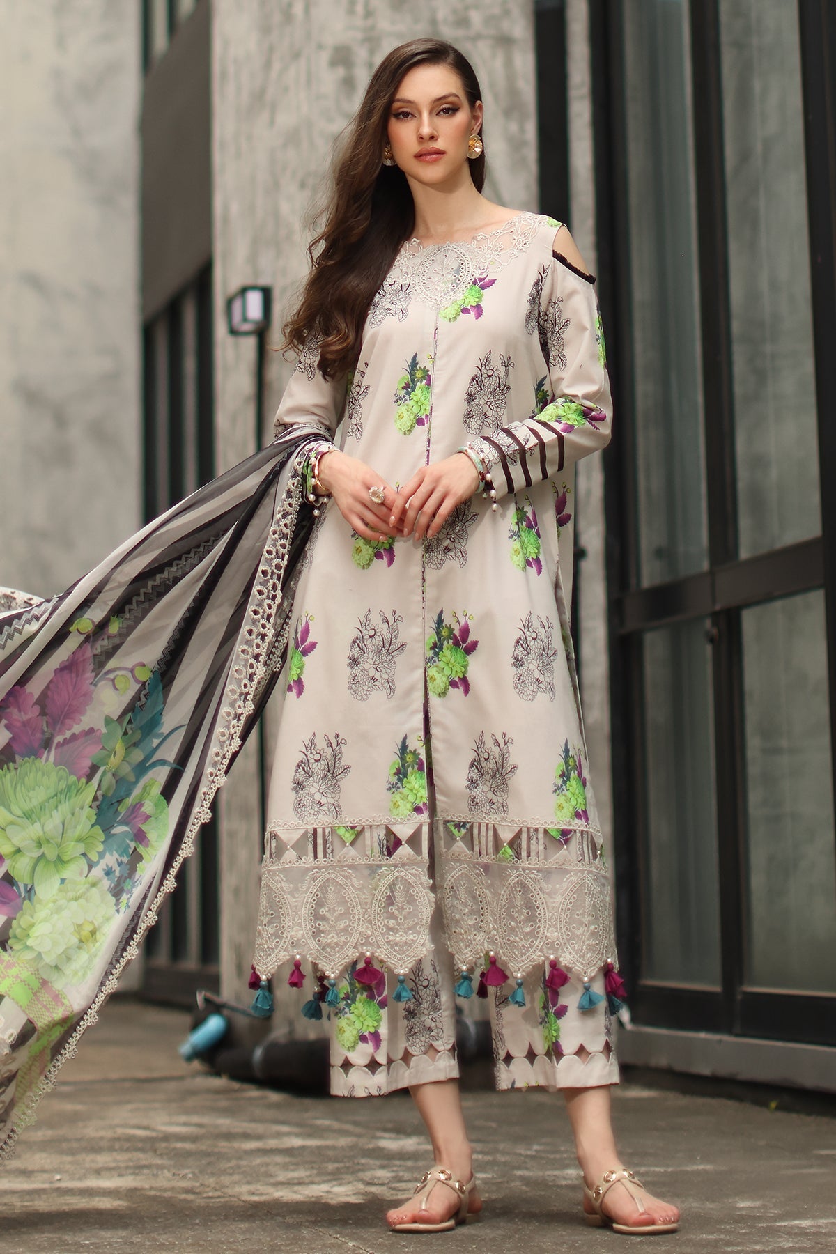 Charizma | Combination Lawn | CC6-23 - Luxury Dress - available at Maria Faisal in UK and USA.