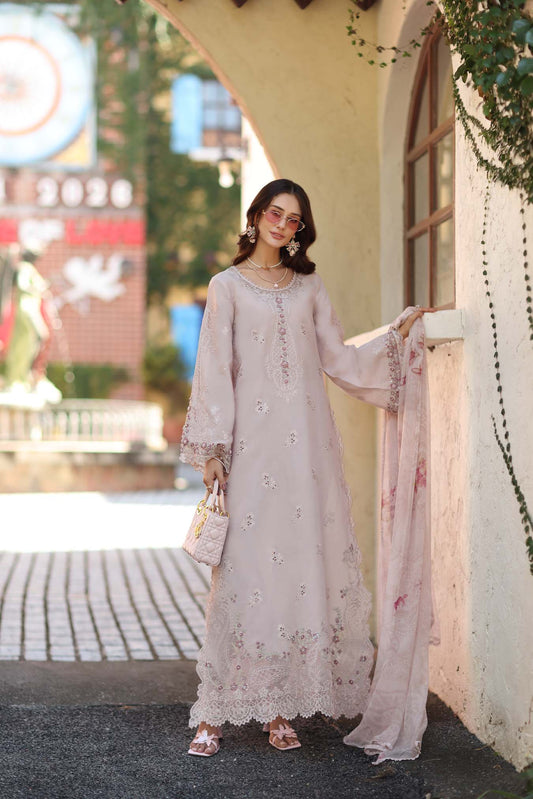 Noor by Saadia Asad | Luxe Chikankari 26 | D7 - A - Soft Rose Mink - Luxury Dress - available at Maria Faisal in UK and USA.