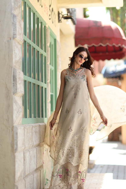 Noor by Saadia Asad | Luxe Chikankari 26 | D6 - A - Soft grey - Luxury Dress - available at Maria Faisal in UK and USA.