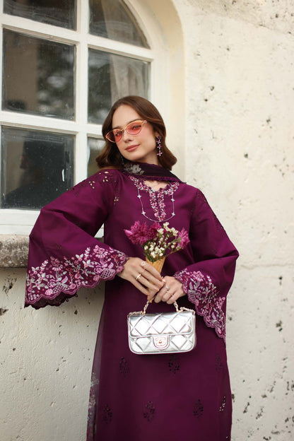 Noor by Saadia Asad | Luxe Chikankari 26 | D1 - A - plumberry - Luxury Dress - available at Maria Faisal in UK and USA.
