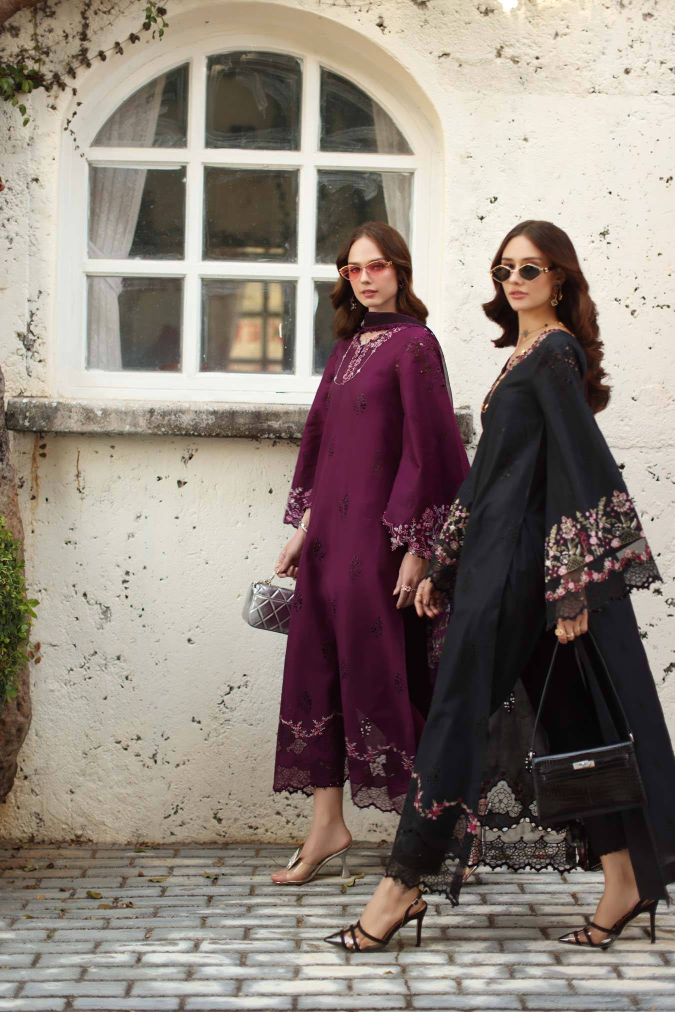 Noor by Saadia Asad | Luxe Chikankari 26 | D1 - A - plumberry - Luxury Dress - available at Maria Faisal in UK and USA.