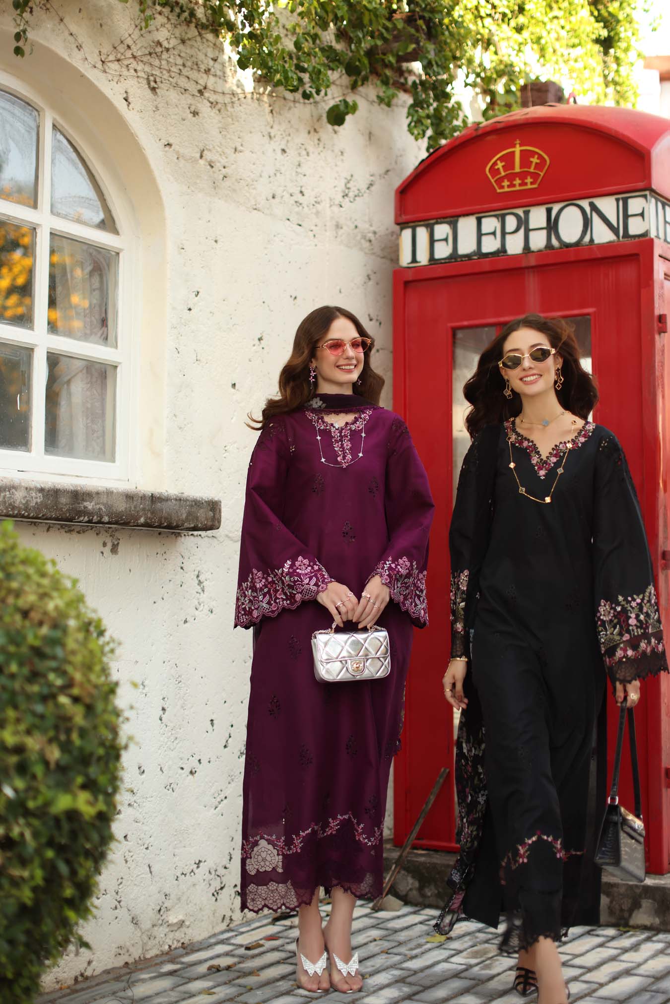 Noor by Saadia Asad | Luxe Chikankari 26 | D1 - A - plumberry - Luxury Dress - available at Maria Faisal in UK and USA.