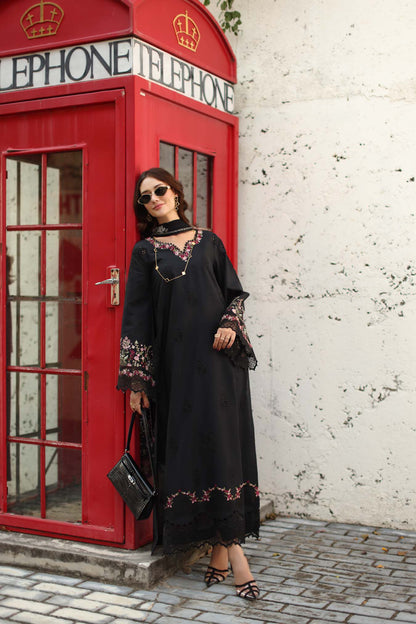 Noor by Saadia Asad | Luxe Chikankari 26 | D1 - B - Midnight Black - Luxury Dress - available at Maria Faisal in UK and USA.