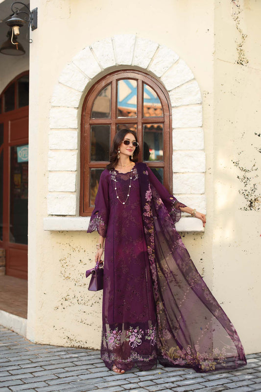 Noor by Saadia Asad | Luxe Chikankari 26 | D5 - A - Itten Plum - Luxury Dress - available at Maria Faisal in UK and USA.