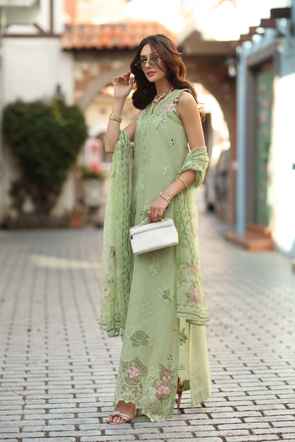 Noor by Saadia Asad | Luxe Chikankari 26 | D3 - A - Pistachio - Luxury Dress - available at Maria Faisal in UK and USA.