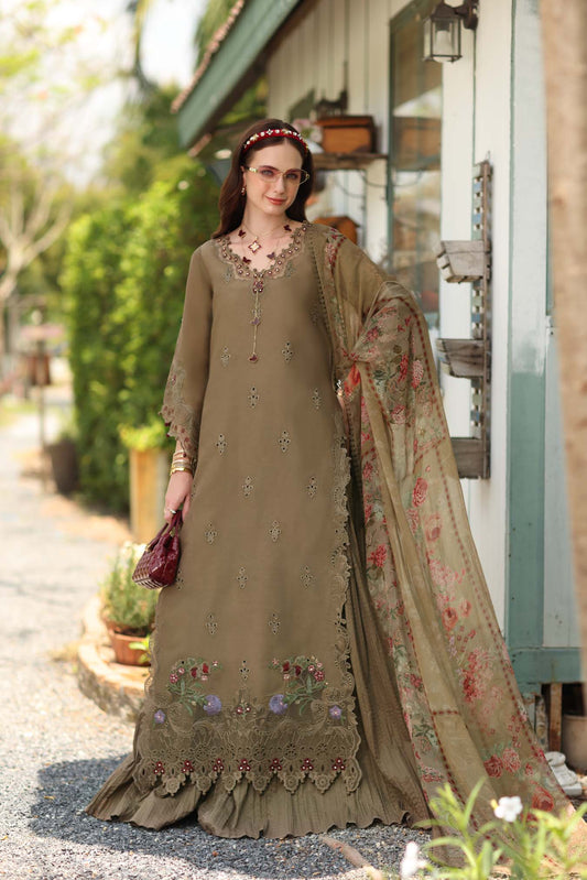 Noor by Saadia Asad | Noor Eid Printskhas 26 |D8  Mocha Sienna - Luxury Dress - available at Maria Faisal in UK and USA.