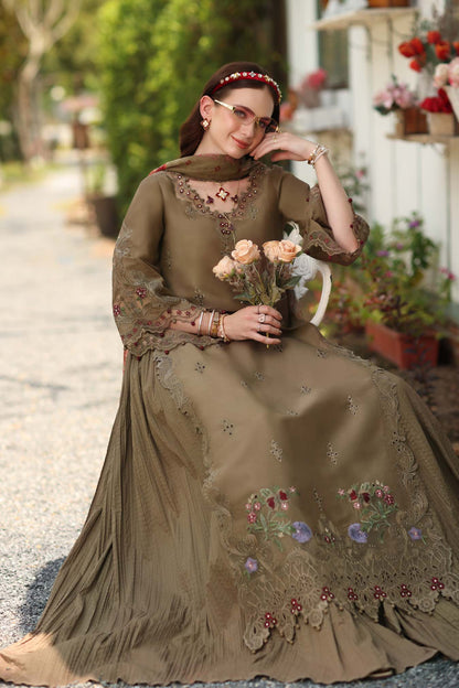 Noor by Saadia Asad | Noor Eid Printskhas 26 |D8  Mocha Sienna - Luxury Dress - available at Maria Faisal in UK and USA.