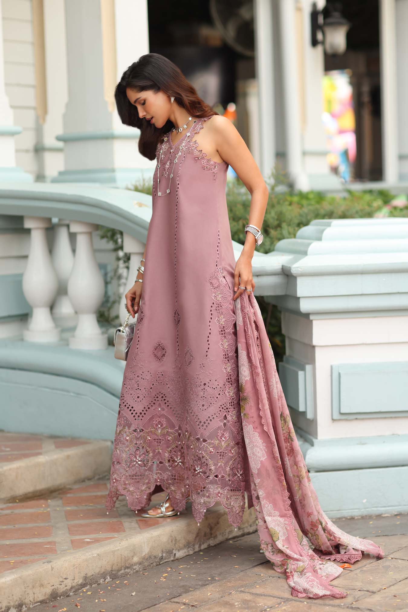 Noor by Saadia Asad | Eid Luxe Chikankari 26 | D8 - Rosewood Blush - Luxury Dress - available at Maria Faisal in UK and USA.