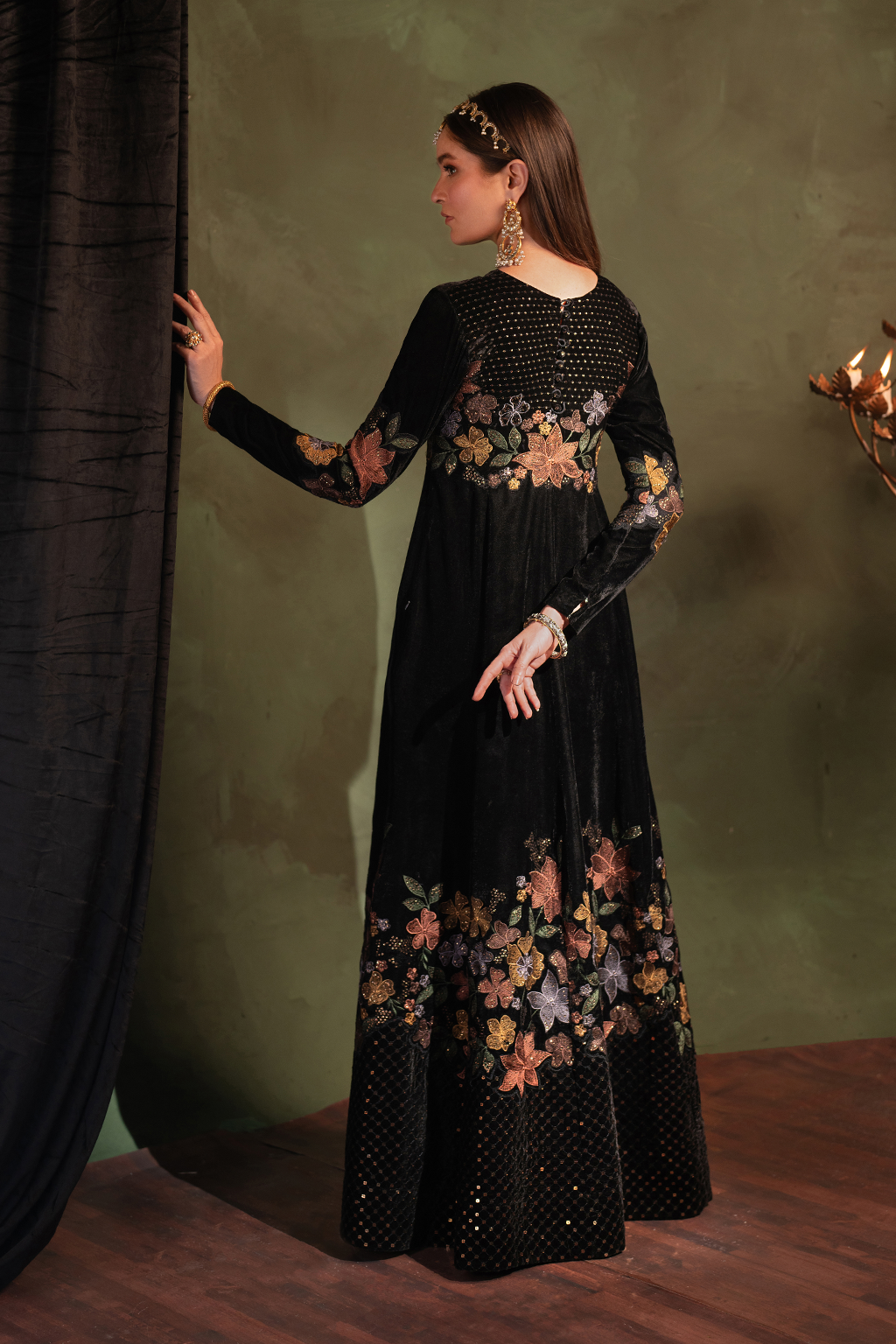Iznik | Velvet 25 | IV-52 Embroidered Velvet - Formal Dress - available at Maria Faisal in UK and USA.