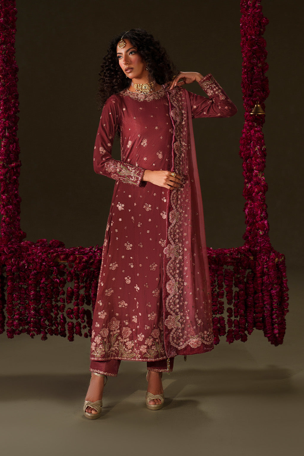 Iznik | Velvet 25 | IV-75 Embroidered Velvet - Formal Dress - available at Maria Faisal in UK and USA.