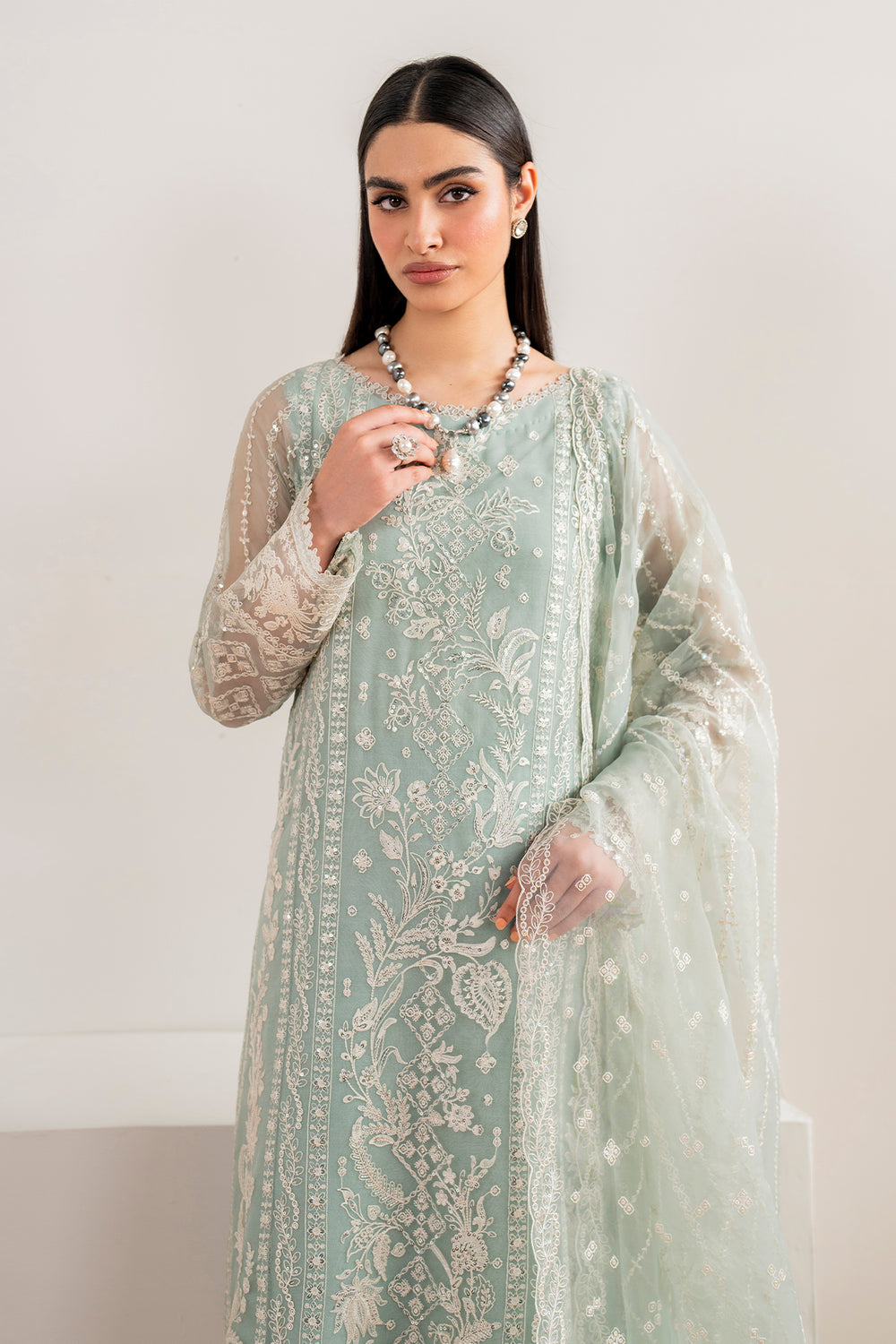 Baroque | Formals Collection | EMBROIDERED CHIFFON UF-680 - Formal Dress - available at Maria Faisal in UK and USA.