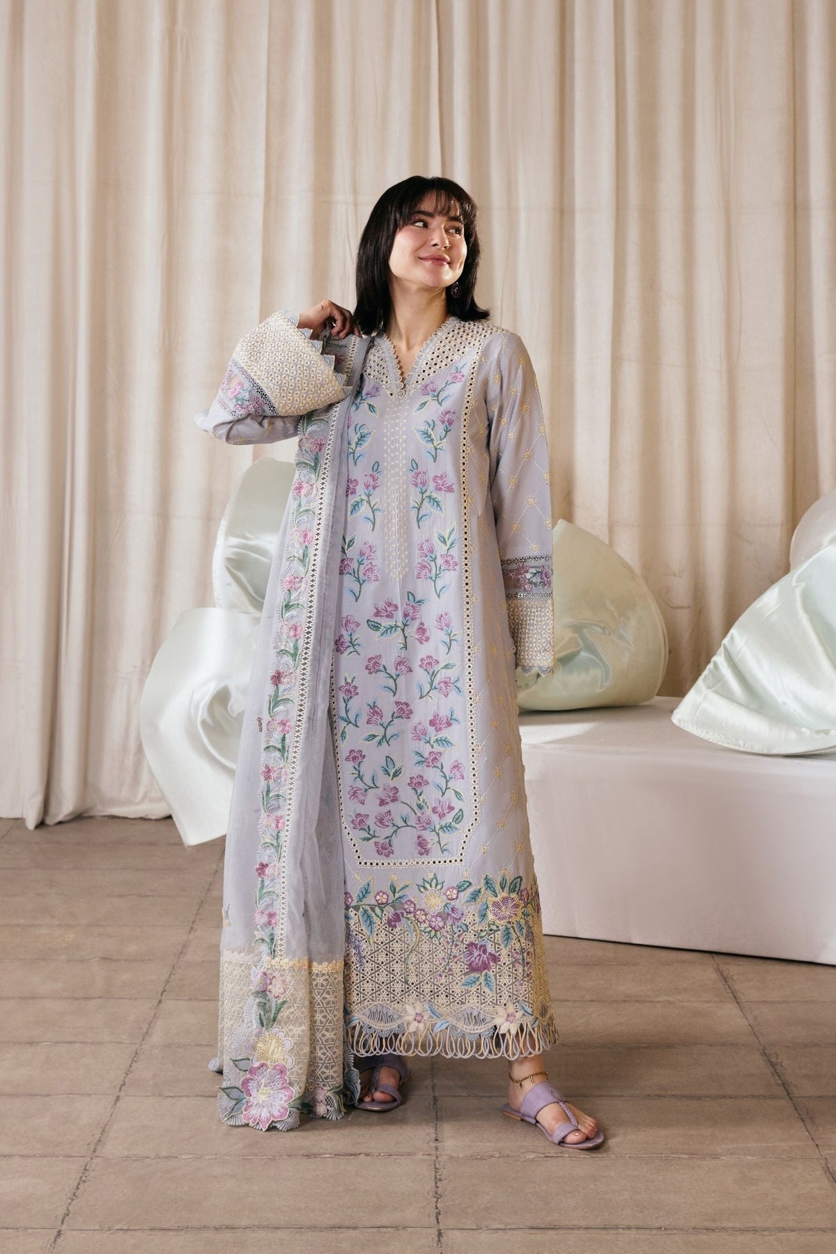 Maryam Hussain | Luxury Lawn 26 Vol 2 | Pari - Luxury Dress - available at Maria Faisal in UK and USA.