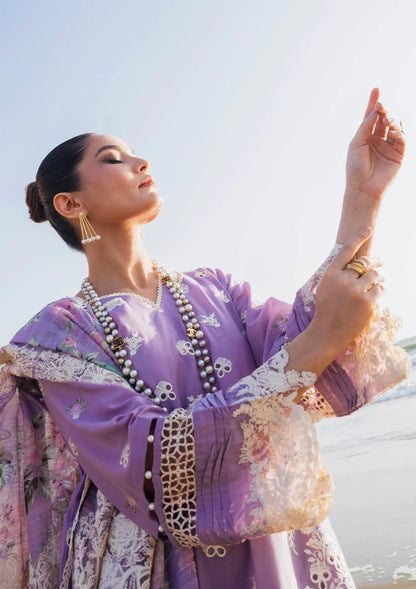 Elaf Premium | Hai Kuch Festive Lawn 24 | EHK-02A Banafsha - Designer Dress with Intricate embroidery and embellishments. Shop elegent wedding dress at Maria Faisal.