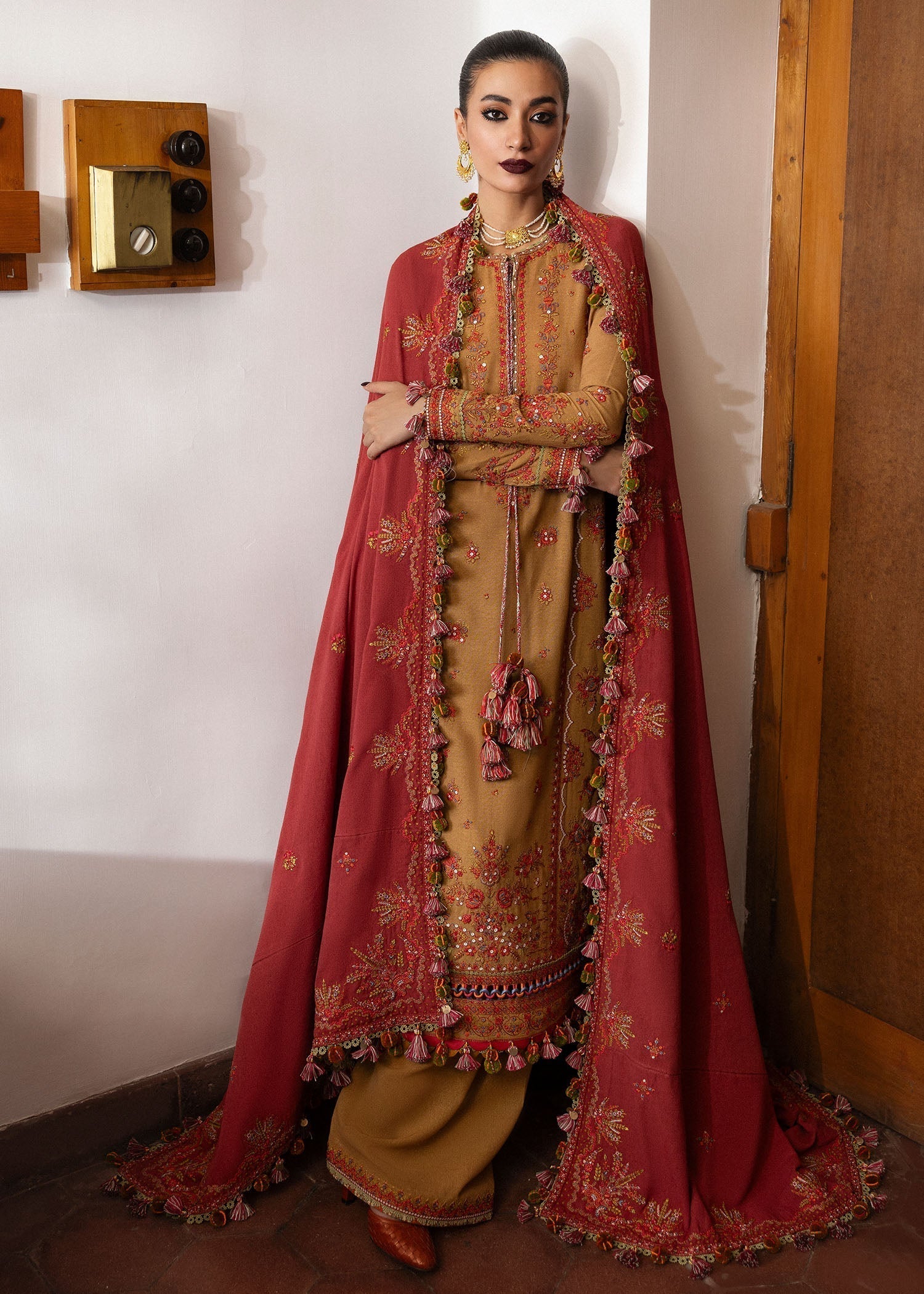 Hussain Rehar | Karandi Winter 24 | Tawn - Ladies Clothes - Maria Faisal
