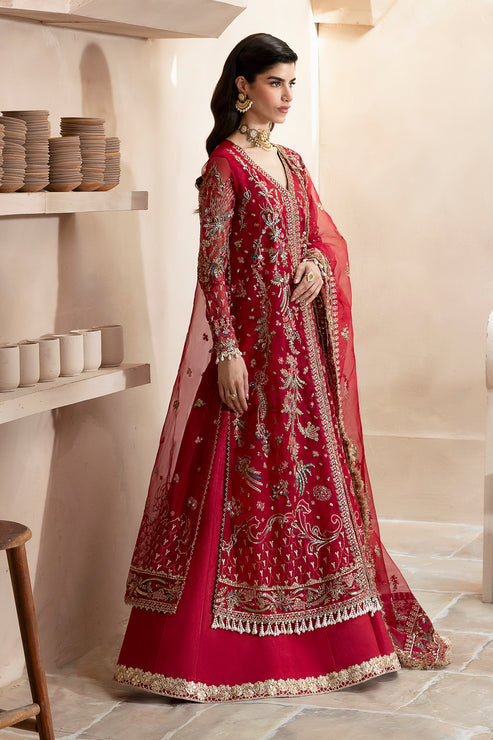 Emaan Adeel | Clay Couture | CARMINE - Designer Dress with Intricate embroidery and embellishments. Shop elegent wedding dress at Maria Faisal.