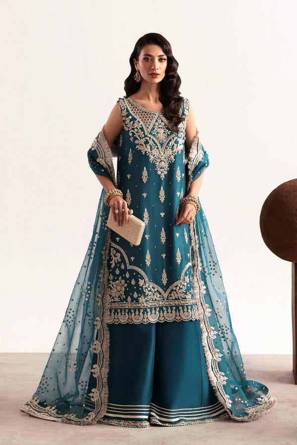 Teal – authentic Pakistani dress from the Luxury Formals 25 collection for women in the UK