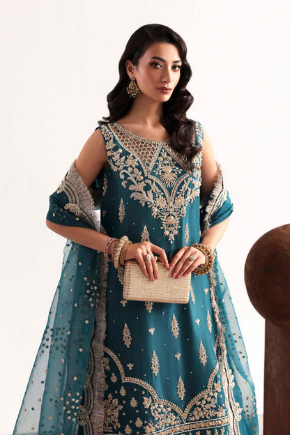 Teal – authentic Pakistani dress from the Luxury Formals 25 collection for women in the UK