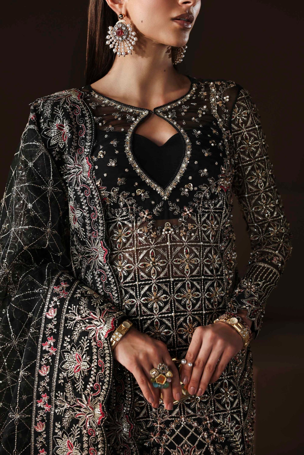 Akbar Aslam | Luxury Formals |Noir - Formal Dress - available at Maria Faisal in UK and USA.