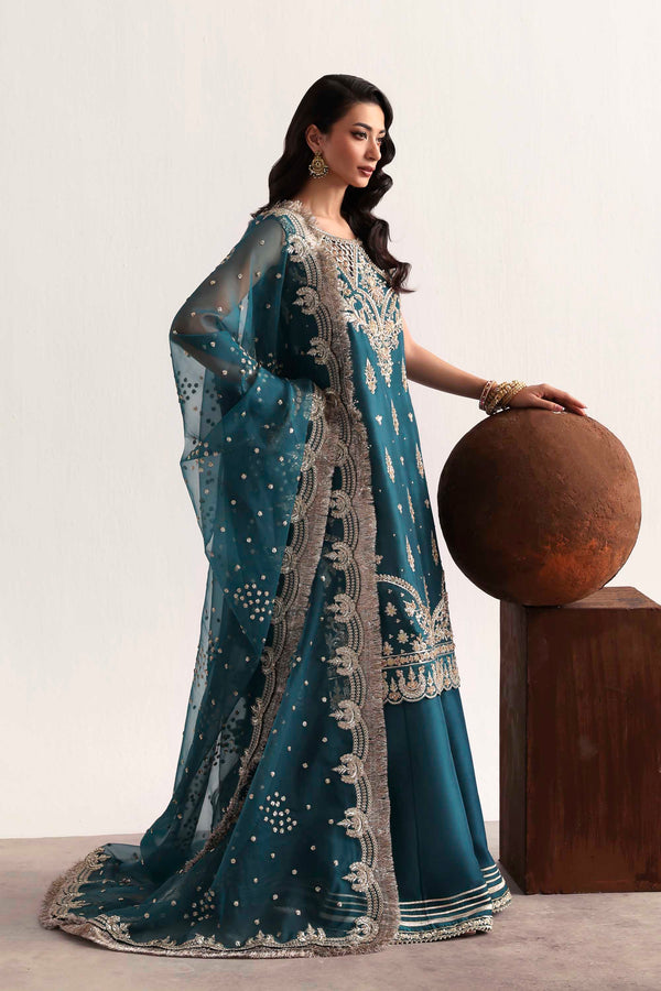 Teal – authentic Pakistani dress from the Luxury Formals 25 collection for women in the UK