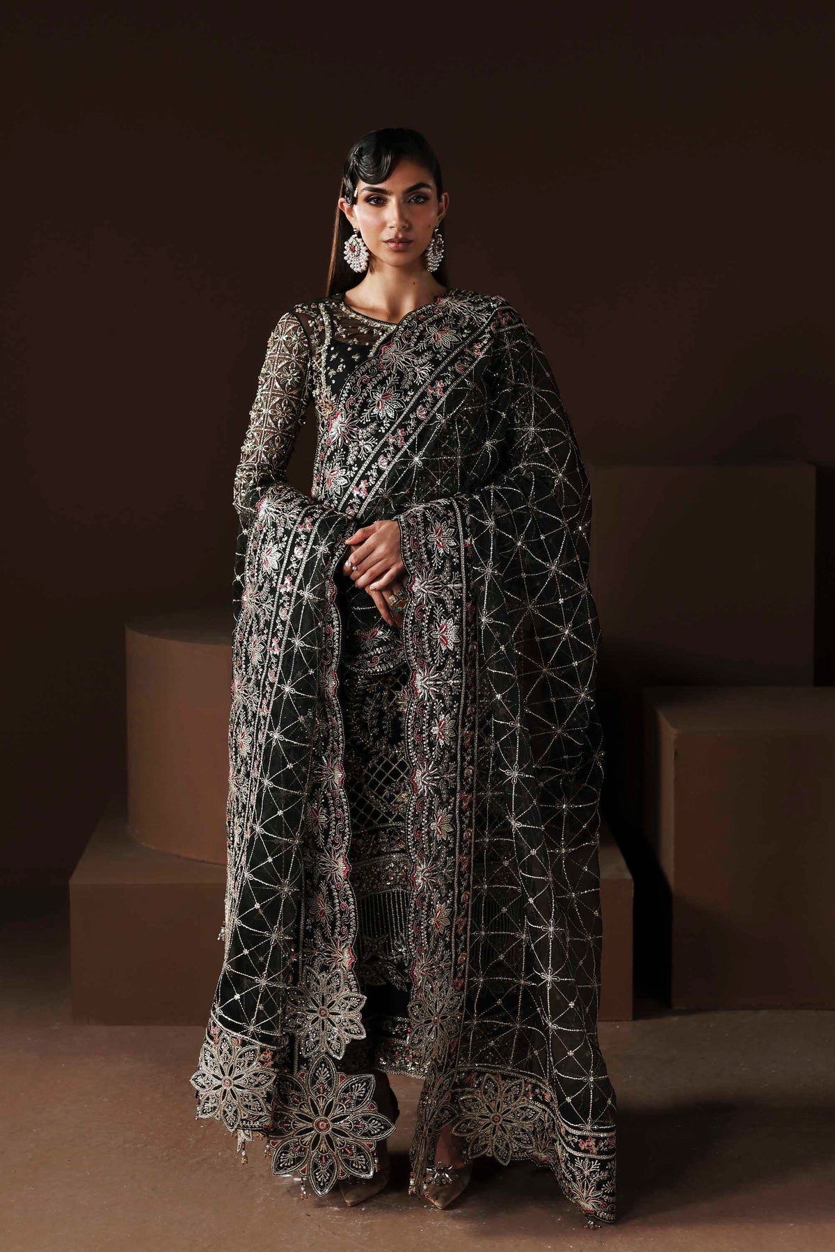 Akbar Aslam | Luxury Formals |Noir - Formal Dress - available at Maria Faisal in UK and USA.