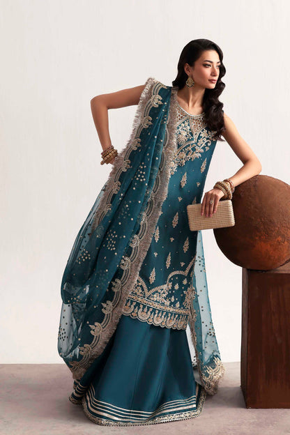 Teal – authentic Pakistani dress from the Luxury Formals 25 collection for women in the UK