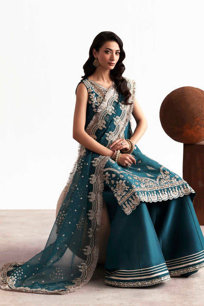 Teal – authentic Pakistani dress from the Luxury Formals 25 collection for women in the UK