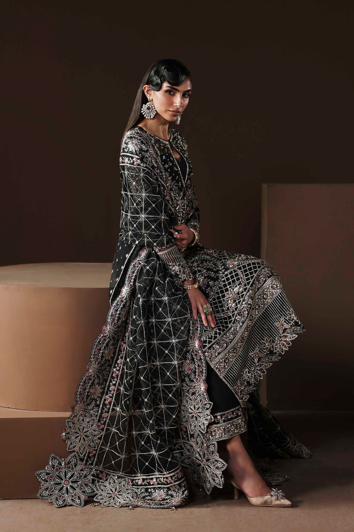 Akbar Aslam | Luxury Formals |Noir - Formal Dress - available at Maria Faisal in UK and USA.